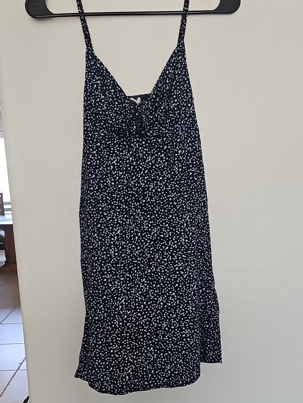 Garage Black Mini Slip Dress with White Spot Print